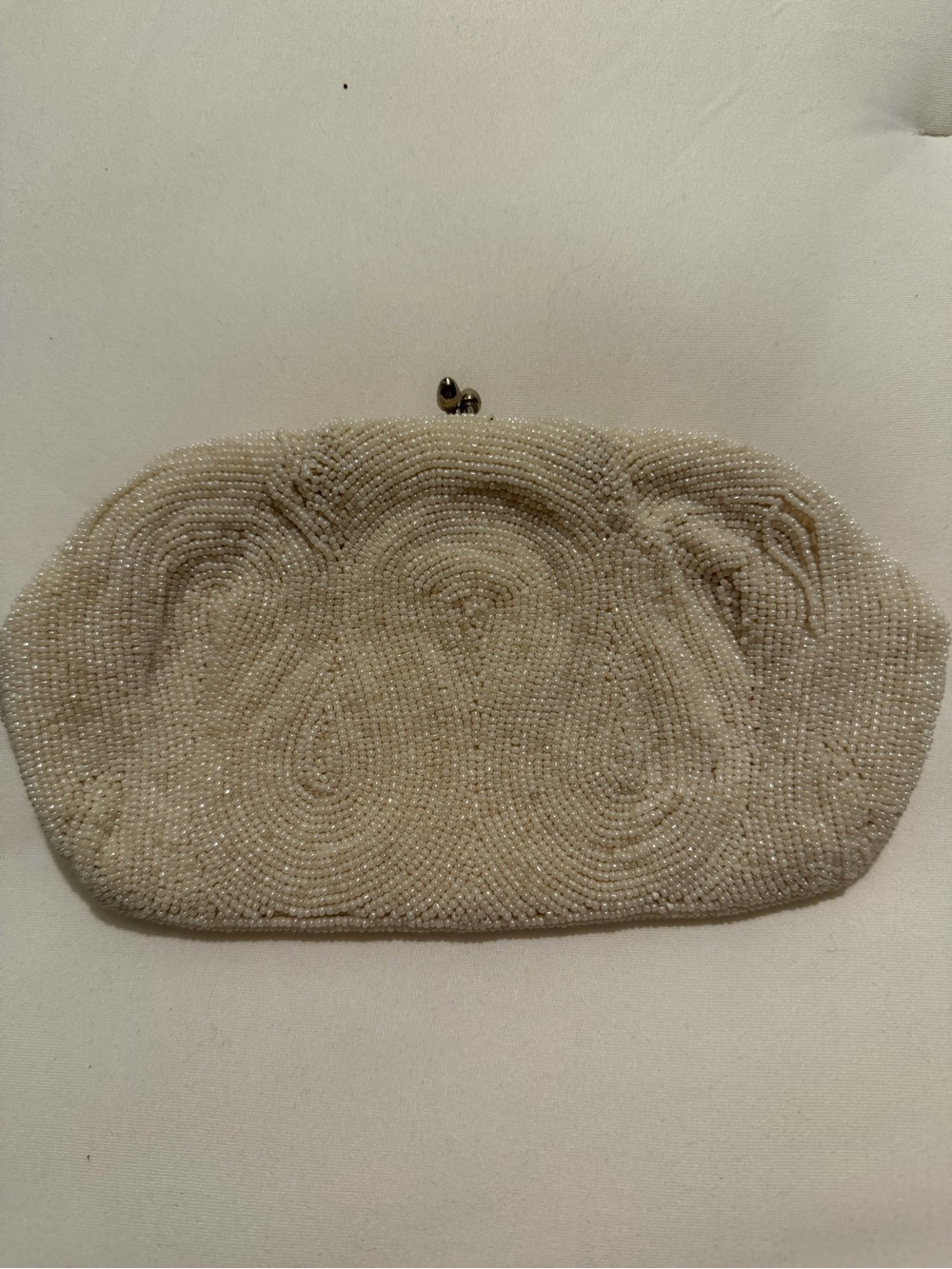 Vintage 1950s Ivory Beaded Evening Clutch